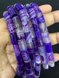 Onyx Cylinder Beads, 8X12 mm, Purple