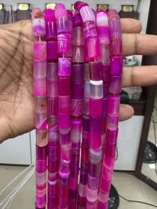 Onyx Cylinder Beads, 8X12 mm, Pink