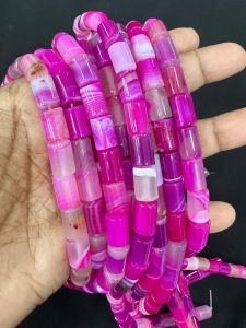 Onyx Cylinder Beads, 8X12 mm, Pink