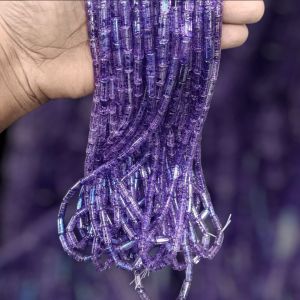 Glass Bead Cylinders, 14x6 mm,Violet