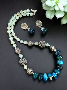 Onyx Necklace with German silver spacers 