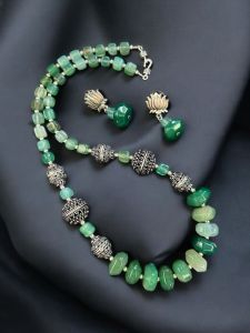 Onyx Necklace with German silver spacers 