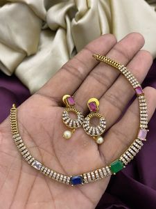 Matt Finish Multicolor necklace with Rope