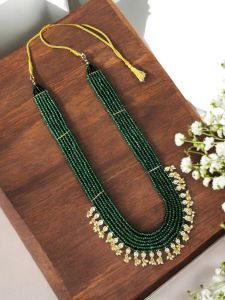 Grand 26 inches long Agate Necklace with Jadau charms,Green