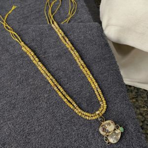 DIY Kits ; Gold Finish Gemstone Pendant + 2 strings of 4mm Agates 