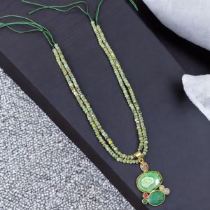 DIY Kits ; Gold Finish Gemstone Pendant + 2 strings of 4mm Agates 