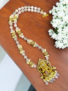 Victorian Ganesha pendant with quartz beads 2 in 1 Necklace, pista green