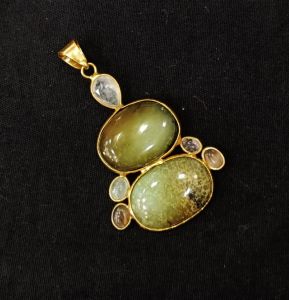 Gemstone Pendants , 7 Stones, Gold Finish