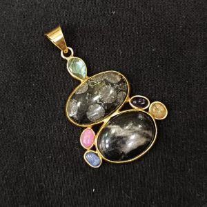 Gemstone Pendants , 7 Stones, Gold Finish