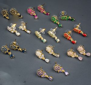 AD Flower earrings,Assorted, Pack of 10 pairs