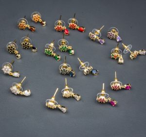 AD Flower earrings,Assorted, Pack of 10 pairs