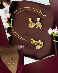 Rudra : Invisible pendant set with small kemp pendant with earrings