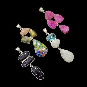 Mix Gemstone Pendants, Pack of 4