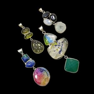 Mix Gemstone Pendants, Pack of 4