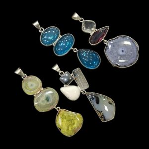 Mix Gemstone Pendants, Pack of 4