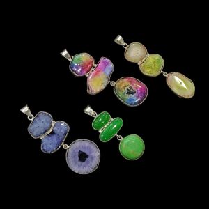 Mix Gemstone Pendants, Pack of 4