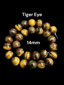 Natural Gemstone Beads, Tiger Eye, 14 mm, Round