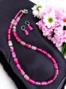 Onyx Cylinder necklaces,Pink