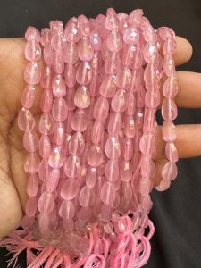 Monolisa Laser Cut Flat Teardrop Beads, 7x4 mm,Pink