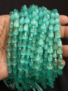 Monolisa Laser Cut Flat Teardrop Beads, 7x4 mm,Sea Green