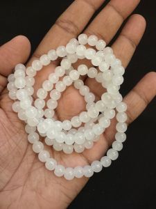 Glass Beads, 6mm, Round, White