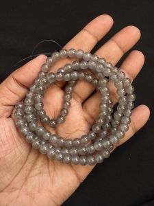 Glass beads, Round, Plain, 6mm, Grey 