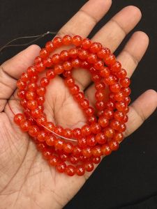 Glass beads, Round, Plain, 6mm, Orange 