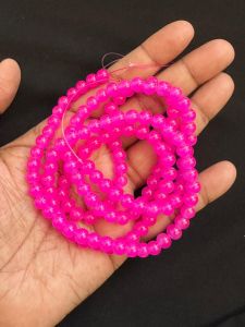 Glass Beads, 6mm, Round, Magenta