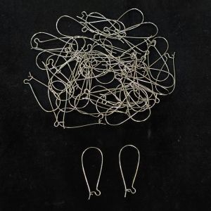 Kidney Ear hooks, Antique Silver, pack of 10 pairs