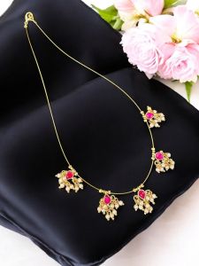 Invisible jadau necklace,Pink Drop with Loreals