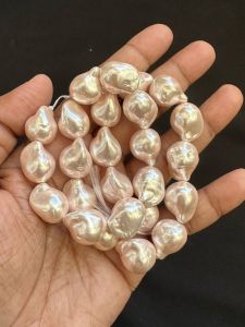 Shell Pearls, Baroque, 12/16mm,Beige