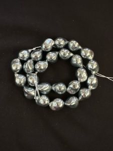 Shell Pearls, Baroque, 12/16mm,Dark Grey