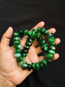 Natural Agate Rondelle/Disc Shape-Dark Green