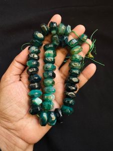 Natural Agate Rondelle/Disc Shape-Deep Green