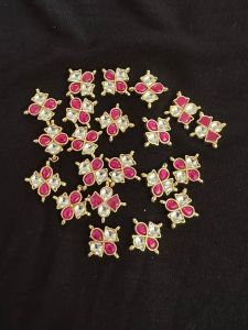 Jadau charms,Flower,Pink and White,Sold by 1 pcs
