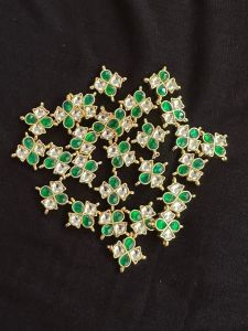 Jadau charms,Flower,Green and White,Sold by 1 pcs