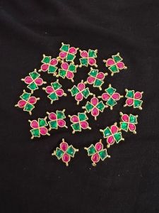Jadau charms,Flower,Pink and Green,Sold by 1 pcs