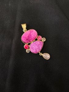 Gemstone Pendants , 7 Stones, Gold Finish