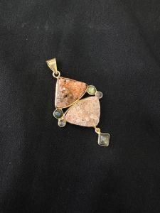 Gemstone Pendants , 7 Stones, Gold Finish