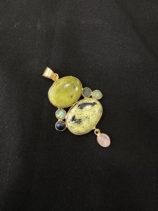 Gemstone Pendants , 7 Stones, Gold Finish