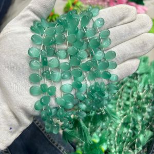 Hydro Flat Teardrop Crystals, Side Hole, Briolette,Sea Green