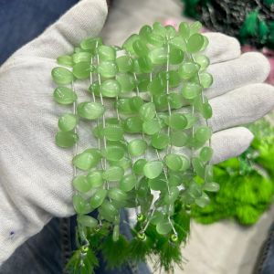 Hydro Flat Teardrop Crystals, Side Hole, Briolette, Light Green
