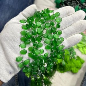 Hydro Flat Teardrop Crystals, Side Hole, Briolette, Green