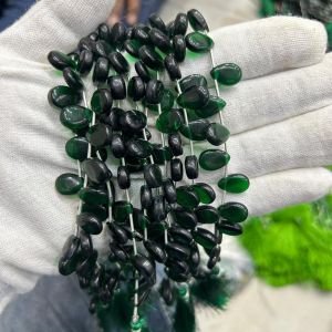 Hydro Flat Teardrop Crystals, Side Hole, Briolette,Dark Green