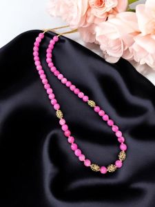Simple Pink single layer agate with antique gold beads 