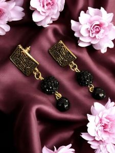 Agate Earings With Rhinestone Balls