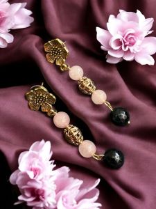 Agate beads With Nakshi Balls Pink With Black