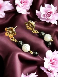 Agate beads With howlite earings