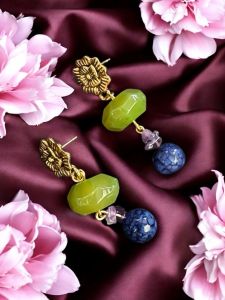 Agate Rondelle Earings (gold finish)