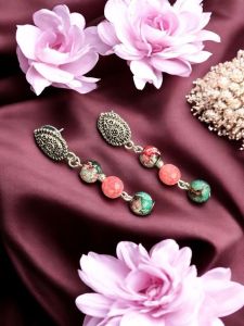 Printed Glass Beads Earings